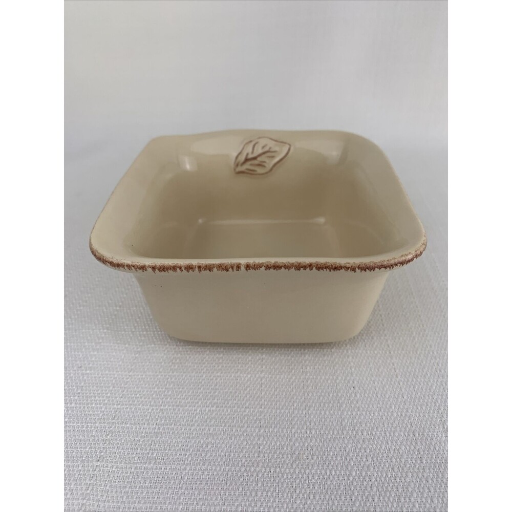 Tastefully Simple‎ Host Collection 4-3/4" Beige Square Bowl Dish Dip Condiment